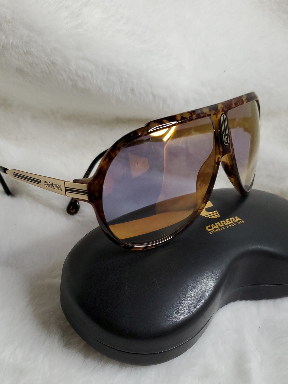 Carrera Men’s Tortoiseshell Frame Sunglasses with Brown Gradient Lenses
